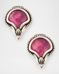 Ivy Rock Crystal, Strawberry Quartz and MOP Stud Earrings