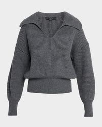 Blouson Rib-Knit Sweater