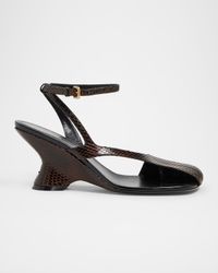 Asymmetrical Leather Wedge Sandals