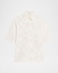 Button-Down Floral Burnout Cotton Shirt