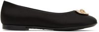 Versace Kids Black Crystal Heart Medusa Ballerina Flats