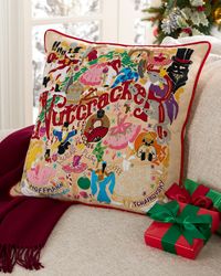 The Nutcracker Hand-Embroidered Pillow, 20" Square