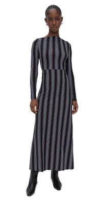 Hill House Home The Selene Dress Cobalt Medallion Stripe/Black L