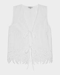 Oregon Embroidered Sleeveless Tie-Front Blouse