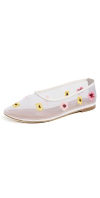 STAUD Alba Ballet Flats Blossom Floral Mesh 38