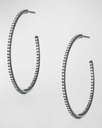 Inside-Out Diamond Hoop Earrings in Black Rhodium-Tone