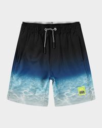 Boy's Neal Printed Swim Shorts, Size 7-12