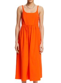 Esprit - Robe midi à bretelles en coton mélangé - Taille L - Orange