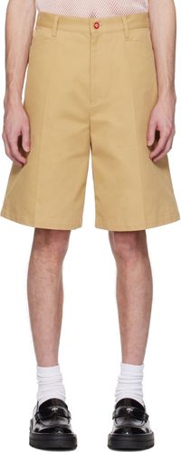 Casablanca Tan Cotton Pleated Shorts