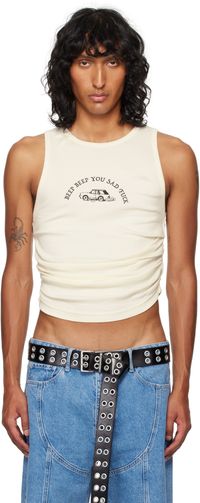 Achilles Ion Gabriel Off-White Tye Wrinkle Tank Top