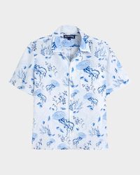 Men's Linen Medusa Shells Camp Shirt