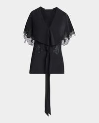 Lace Cape Silk Blouse