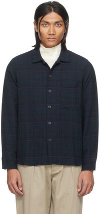 Universal Works Chemise de travail bleu marine à poche