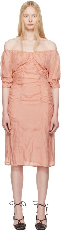 LEMAIRE Pink Silk Chiffon Parachute Midi Dress