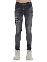 Men's Staggered Logo Skinny Jeans - Faded Black - Size 28