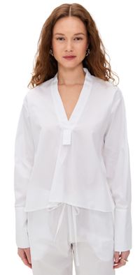 Enza Costa Poplin Mariner Shirt White 3