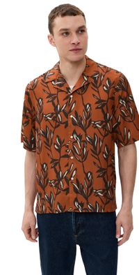 Officine Generale Eren Floral Print Lyocell Shirt Rouille/Icdcof/Beige XL