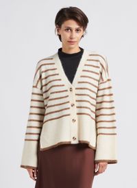 Vila - Gilet encolure v droit en maille - Taille L - Beige