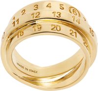 MM6 Maison Margiela Bague étagée dorée à logo numérique