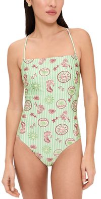 MINKPINK Soleil Scoop Back One Piece Mermaid Stripe L