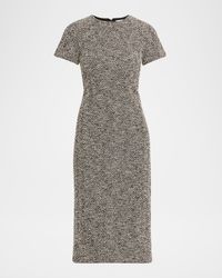 Boucle Jersey Short-Sleeve Midi Dress
