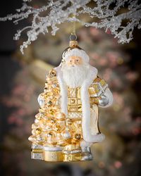 Santa By The Christmas Tree Ornament