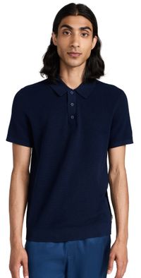 Onia Cotton Textured Knit Polo Deep Navy L