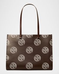 T Monogram Contrast Embossed Tote