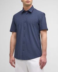 Men's Diamond-Print Slim Fit Short-Sleeve Shirt