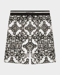 Boy's Maiolica-Print Shorts, Size 8-14