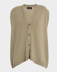 Cashmere A-Line Sleeveless V-Neck Cardigan (Mid Plus Length)