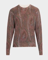 Men's Silk and Cashmere Multi-Paisley Crewneck Sweater