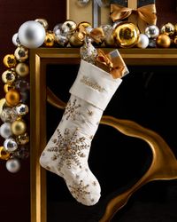 Silver & Gold Center Snowflake Stocking, Personalized