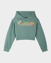 Girl's Hoodie W/ Embroidered Floral Logo, Size 6-14