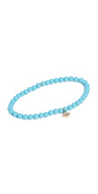Sydney Evan 14k Gold Turquoise Beaded Evil Eye Charm Bracelet Turquoise One Size
