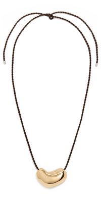 AGMES Sculpted Heart Pendant Necklace Gold Vermeil/Chocolate Cord One Size