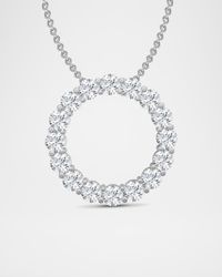 Lab Grown Diamond 18K White Gold Open Circle Pendant Necklace