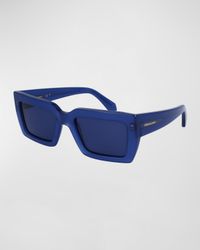 Classic Logo Acetate Rectangle Sunglasses