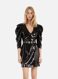 The Kooples - Robe courte à sequins - Taille 40 - Noir
