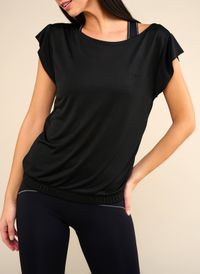 Yuj Yoga Paris - Tee-shirt col bateau droit - Taille L - Noir