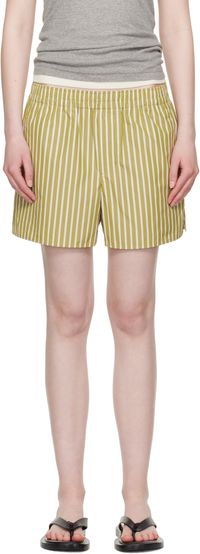 AMI Paris Short kaki en coton à taille élastique