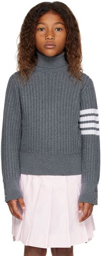 Thom Browne Kids Gray 4-Bar Sweater