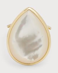 18k Polished Rock Candy Medium Teardrop Ring in Mother of Pearl, Size 7