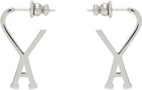 AMI Paris Silver Brass Small Ami de Coeur Hoop Earrings