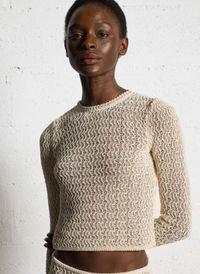 Ba&sh - Pull droit ajouré manches longues - Taille 3 - Jaune