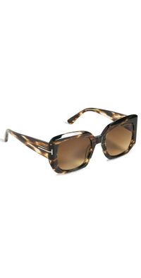 Tom Ford Carla Sunglasses Brown Striped Honey/Grad Brown One Size