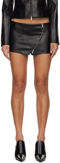 Aya Muse Black Ubala Faux-Leather Miniskirt