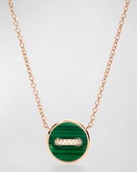 18K Rose Gold Dot Malachite and Mother of Pearl Pendant Necklace