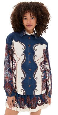 FARM Rio Arabesque Scarf Sand Long Sleeve Shirt Arabesque Scarf Sand M