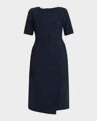 Faux Wrap Double-Faced Wool Midi Dress